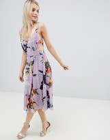 asos edition scarf print halter midi dress with cutout sides