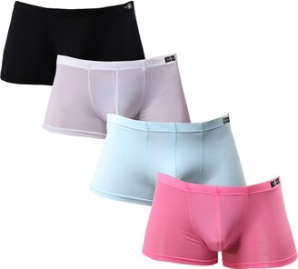 Agoky Mens Silk Satin Classic Boxer Briefs Underwear Trunks Summer Lounge Sports Panties Underpants 