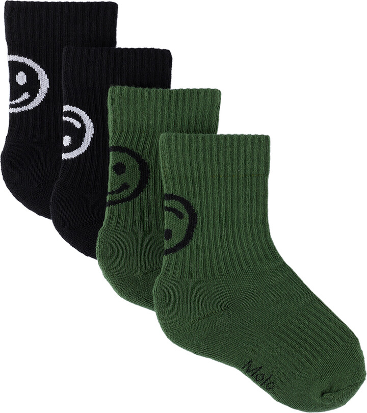 SSENSE Clothing Underwear Socks Kids Two-Pack Green & Black Norman Socks 