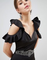 Thumbnail for your product : Little Mistress Cold Shoulder Pencil Dress With Embellished Waist Detail