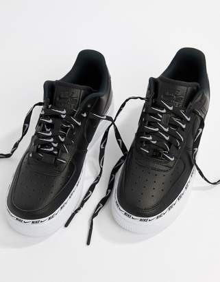 Nike Black Air Force 1 Swoosh Tape Sneakers