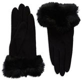 Thumbnail for your product : Carolina Amato Rabbit Fur Trim Gloves