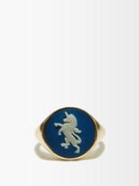 Thumbnail for your product : FERIAN Portland Wedgwood Cameo & 9kt Gold Signet Ring - Blue White