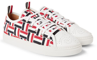Thom Browne Woven-Grosgrain and Leather Sneakers