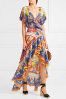 Thumbnail for your product : Camilla Rio Embellished Printed Silk Crepe De Chine Maxi Dress - Blue