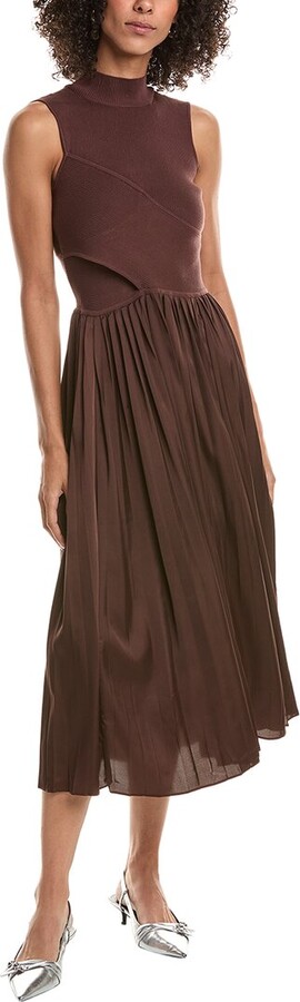 Derek Lam 10 Crosby Maizie Mock Neck Pleated Sweaterdress