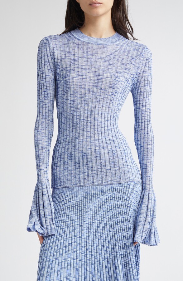 Zimmermann Hypnotic Bell Sleeve Mouliné Rib Sweater