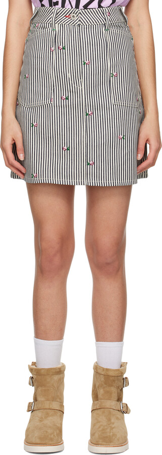 Kenzo Blue & White Paris 'Kenzo Pixel' Mini Skirt