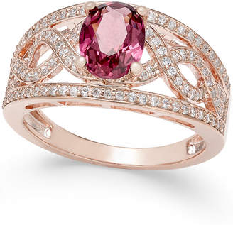 Macy's Rhodolite Garnet (1-3/8 ct. t.w.) and Diamond (3/8 ct. t.w.) Openwork Ring in 14k Rose Gold