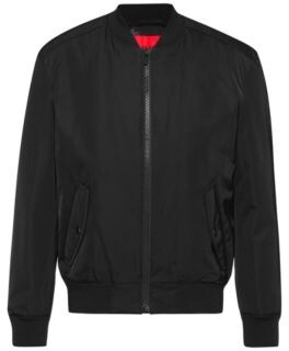HUGO BOSS Regular Fit Bomber Jacket With Red Logo Label - Black - ShopStyle  Outerwear