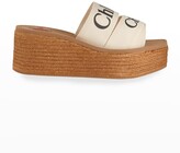 Thumbnail for your product : Chloé Woody Logo Canvas Wedge Espadrilles