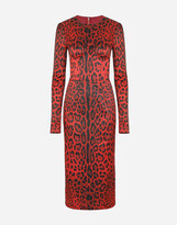 Thumbnail for your product : Dolce & Gabbana Calf-length bustier dress with leopard print