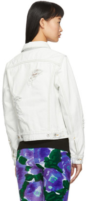 Off-White White Distressed Denim Jacket