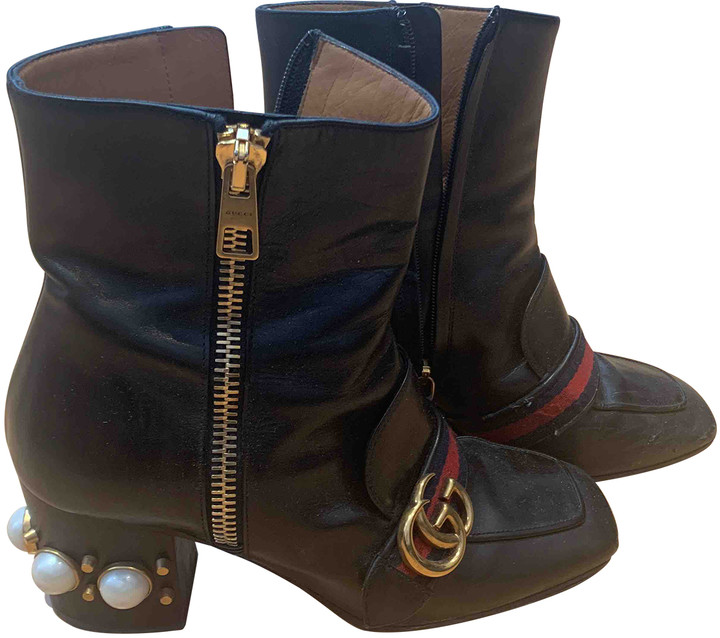 gucci black leather ankle boots