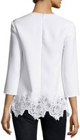 Thumbnail for your product : Elizabeth and James Florence 3/4-Sleeve Lace-Trim Crepe Top, Ivory