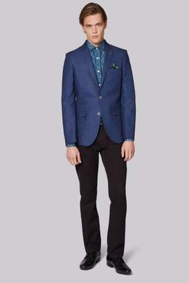 Moss Bros Slim Fit Blue Linen Cotton Jacket
