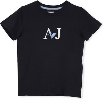 Armani Junior Logo T-Shirt 3-8 Years - for Boys, Navy