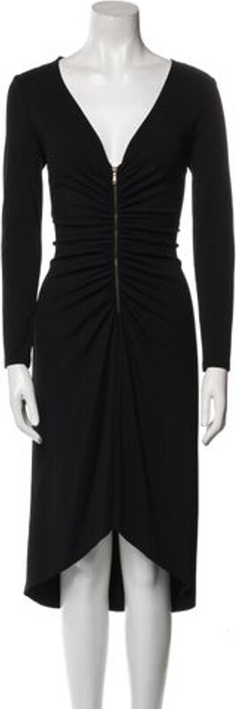 Celine Dress Vintage From the Late 1990's - Early 2000's Collection by Michael Kors Black Long Sleeve with V-Neck Designer
