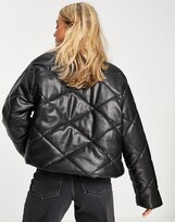 Thumbnail for your product : ASOS DESIGN quilted faux leather jacket in black