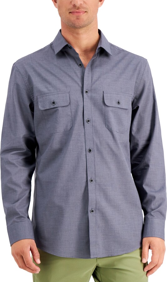 Alfani Mens Bedford Cord Classic/Regular Fit Long Sleeve Dress Shirt Men Clothing Shirts Our