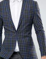 Thumbnail for your product : ASOS Super Skinny Blazer In Grey & Navy Check
