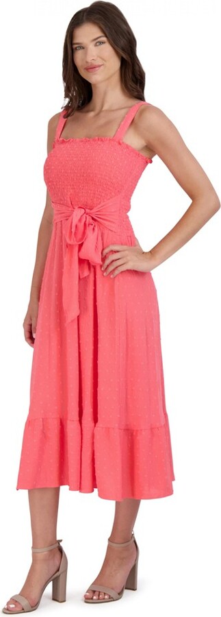 Sandra Darren Extended Shoulder Mixed Media Dress Sandra Darren