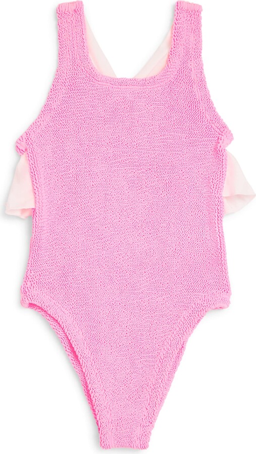 Hunza G Ruffle-Trim Cross-Back Lara Swimsuit
