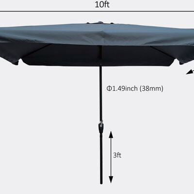 Cotaco 120'' x 78'' Rectangular Market Umbrella with Crank Lift