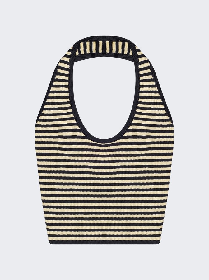 Calle Del Mar Pop Stripe Halter Black And Custard