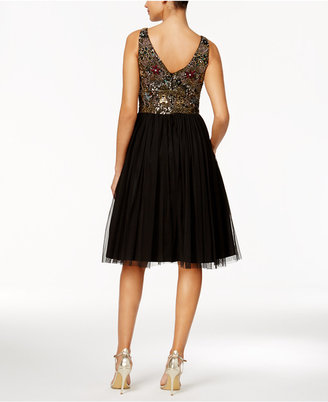 Adrianna Papell Embellished Tulle A-Line Dress