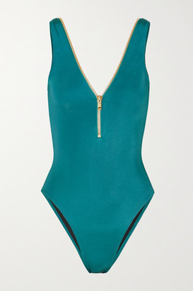 Oye Swimwear Lea Zip-detailed Swimsuit - Teal