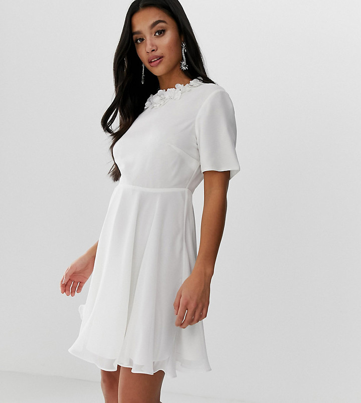 scallop hem embellished crop top midi dress
