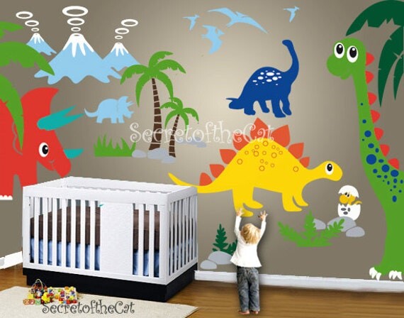 Etsy Nursery Wall Decal - Wall Decals Nurseryl Dinosaurs World Custom Name Decal Dino Decals