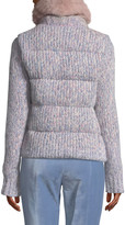 Thumbnail for your product : MONCLER GRENOBLE Tweed Cable-Knit Puffer Coat w/ Fur-Trim Hood