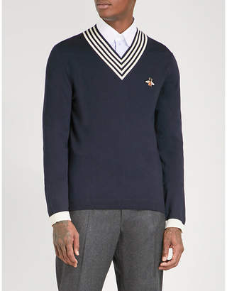 Gucci Bee-embroidered knitted wool jumper