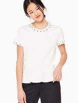 Thumbnail for your product : Kate Spade Stud Embellished Tee, French Cream - Size XL