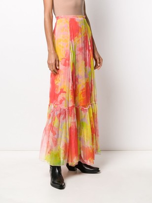 Pinko Abstract Pleated Long Skirt