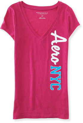 Aeropostale Womens Aero Nyc V-Neck Graphic T Shirt