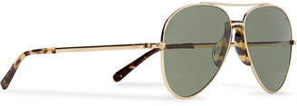 Brioni Aviator-Style Tortoiseshell Acetate-Trimmed Gold-Tone Sunglasses