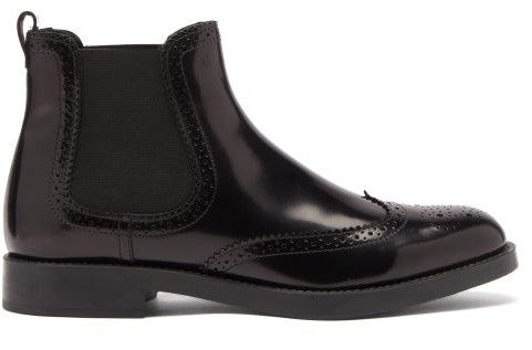 Tod's Brogue-perforated Leather Chelsea Boots - Black - ShopStyle