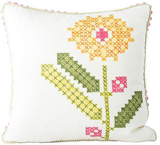 One Kings Lane Vintage Faux-Embroidery Floral Accent Pillow - Madcap Cottage