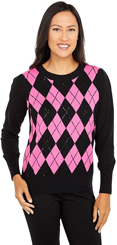pink argyle cardigan