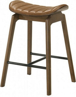 Latitude Run 2Pc Counter Height Chair Solid Base Metal Footrest Contoured Saddle Seats Walnut Finish Dining Room