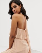 asos design halter tie neck maxi dress in pleat