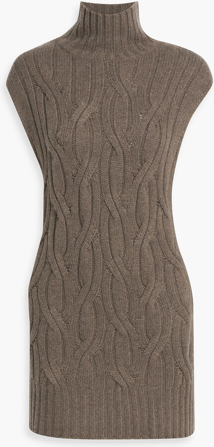 Autumn Cashmere Cable-knit and ribbed-knit turtleneck tunic