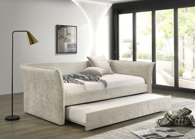 Latitude Run 1Pc Twin Size Daybed W/ Trundle Flared Arms Mattress Ready
