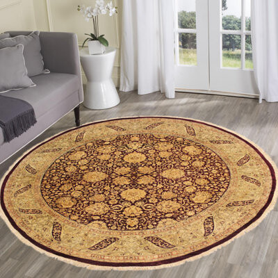 Astoria Grand Cothren Oriental Handmade Hand-Knotted Round 8' Wool Area Rug in Beige/Red