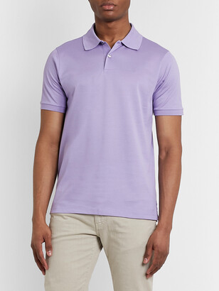 Dunhill Logo-Embroidered Cotton-Pique Polo Shirt - Men - Purple - XXL