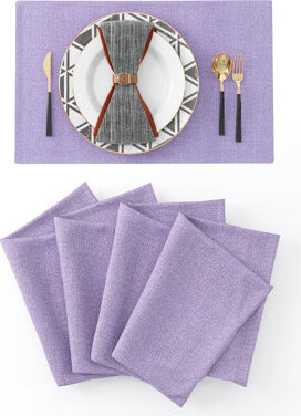 OUMIKEJI 4 Piece Soft Caddice Decorative Place Mats Heat Resistant Dining Table Place Mats Kitchen Table Mats 12X18 Lilac