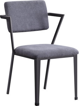 Hokku Designs Cargo Gray Fabric And Gunmetal Finish High Back Stationary Dining Chair Of 2 With Metal Frame Padded Seat 18\